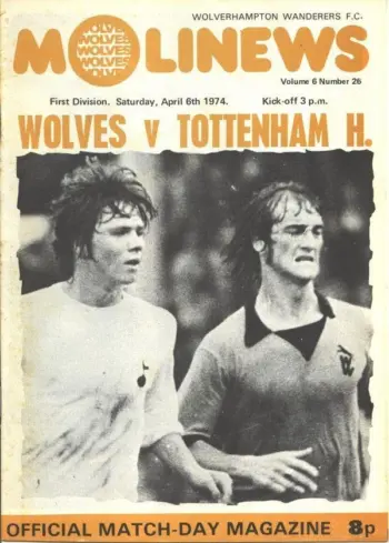 Spurs v Wolverhampton Wanderers (06 Apr 1974) Programme