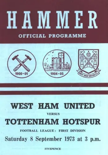 Spurs v West Ham United (08 Sep 1973) Programme