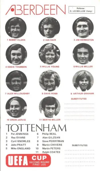 Spurs v Aberdeen FC (24 Oct 1973) Programme