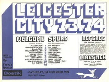 Spurs v Leicester City (01 Dec 1973) Programme