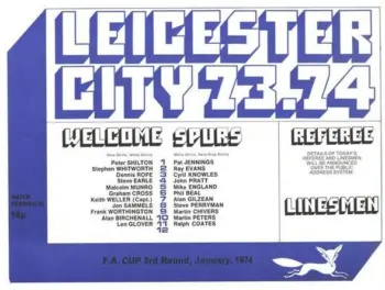 Spurs v Leicester City (05 Jan 1974) Programme