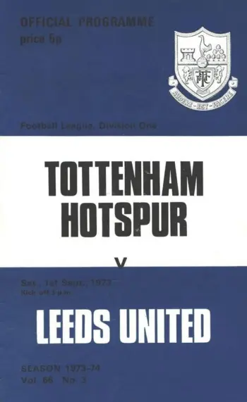 Spurs v Leeds United (01 Sep 1973) Programme
