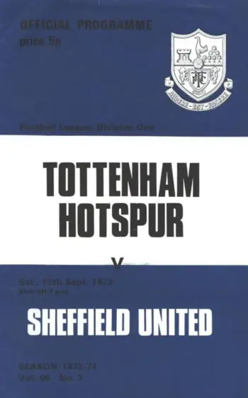 Spurs v Sheffield United (15 Sep 1973) Programme
