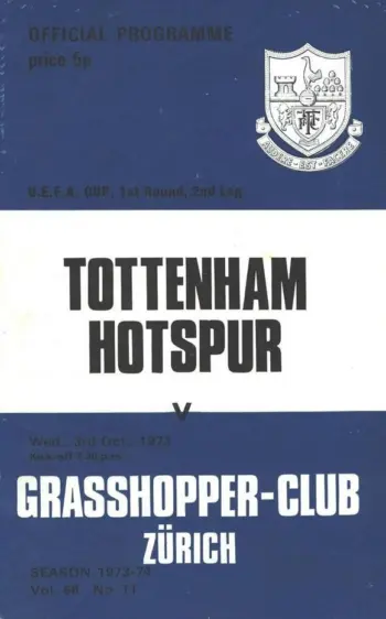Spurs v Grasshopper Club Zürich (03 Oct 1973) Programme