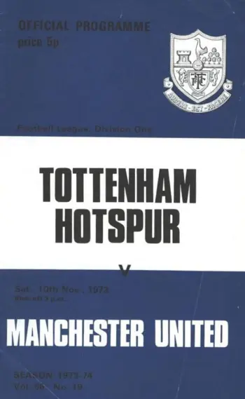 Spurs v Manchester United (10 Nov 1973) Programme