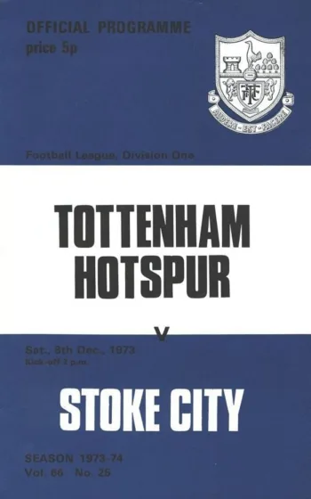 Spurs v Stoke City (08 Dec 1973) Programme
