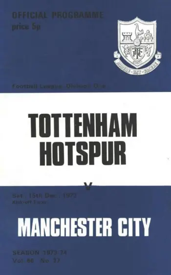 Spurs v Manchester City (15 Dec 1973) Programme