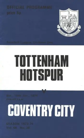 Spurs v Coventry City (19 Jan 1974) Programme