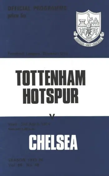Spurs v Chelsea FC (03 Apr 1974) Programme