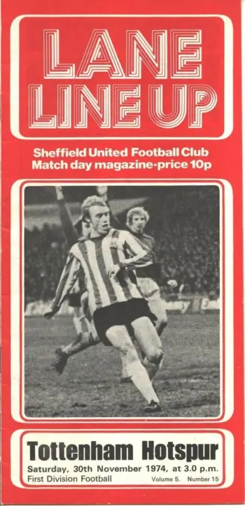 Spurs v Sheffield United (30 Nov 1974) Programme