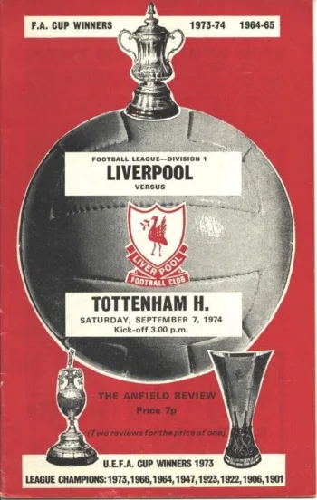 Spurs v Liverpool FC (07 Sep 1974) Programme