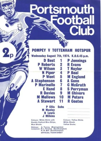 Spurs v Portsmouth FC (07 Aug 1974) Programme