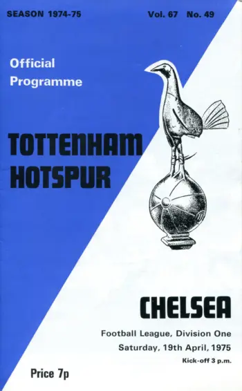Spurs v Chelsea FC (19 Apr 1975) Programme
