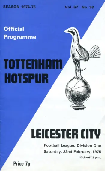 Spurs v Leicester City (22 Feb 1975) Programme