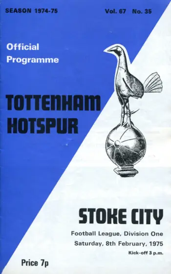 Spurs v Stoke City (08 Feb 1975) Programme