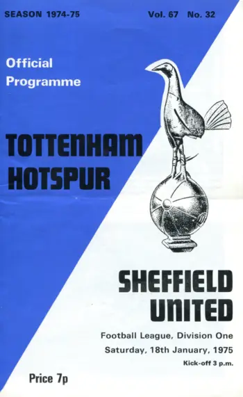 Spurs v Sheffield United (18 Jan 1975) Programme