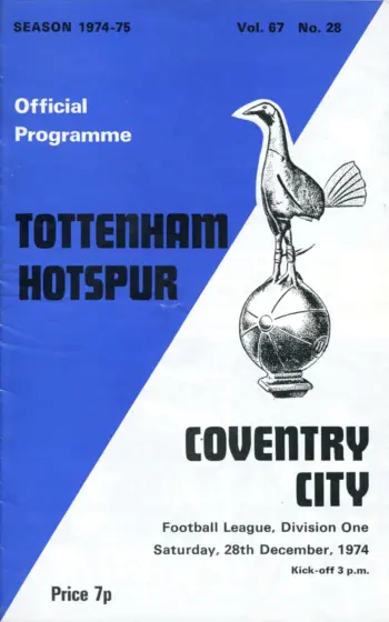 Spurs v Coventry City (28 Dec 1974) Programme