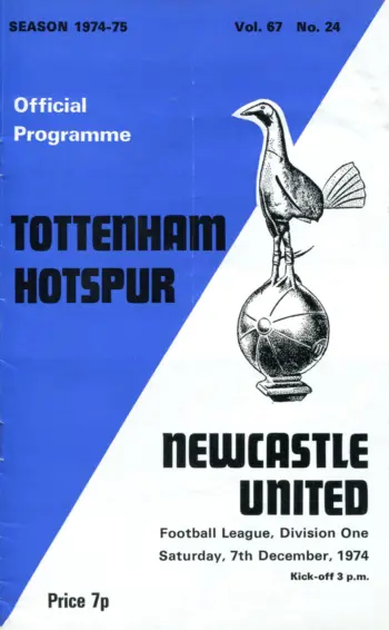 Spurs v Newcastle United (07 Dec 1974) Programme