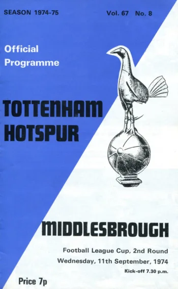 Spurs v Middlesbrough FC (11 Sep 1974) Programme