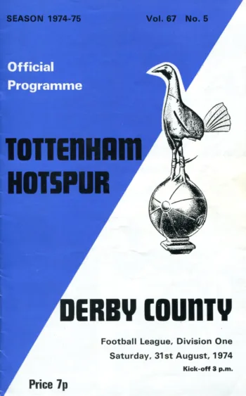 Spurs v Derby County (31 Aug 1974) Programme