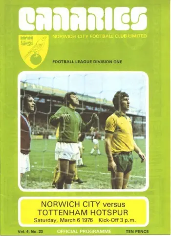 Spurs v Norwich City (06 Mar 1976) Programme