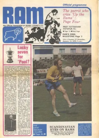 Spurs v Derby County (10 Jan 1976) Programme