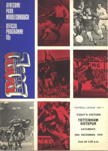 Spurs v Middlesbrough FC (20 Dec 1975) Programme