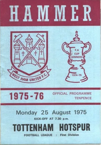 Spurs v West Ham United (25 Aug 1975) Programme