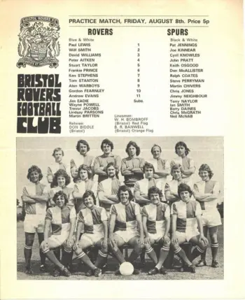 Spurs v Bristol Rovers (08 Aug 1975) Programme