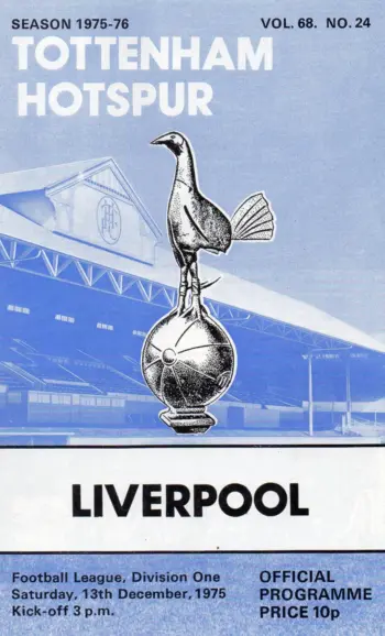 Spurs v Liverpool FC (13 Dec 1975) Programme