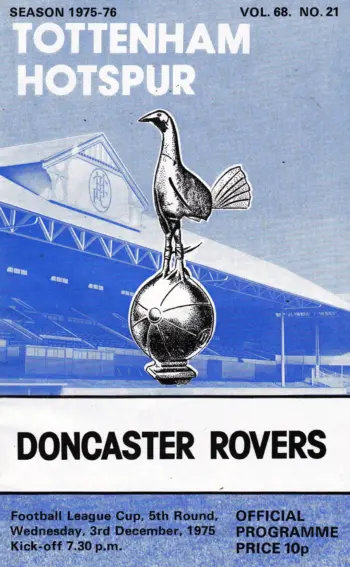 Spurs v Doncaster Rovers (03 Dec 1975) Programme