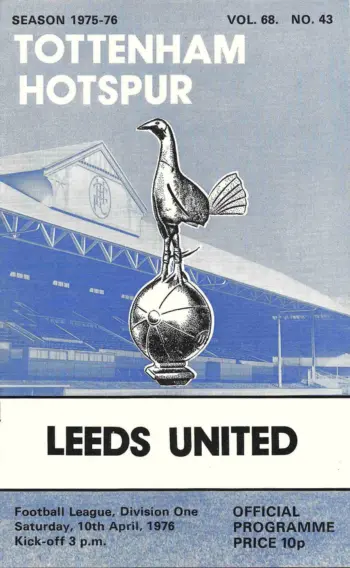 Spurs v Leeds United (10 Apr 1976) Programme