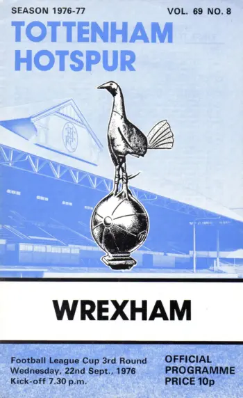 Spurs v Wrexham AFC (22 Sep 1976) Programme