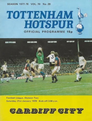 Spurs v Cardiff City (21 Jan 1978) Programme