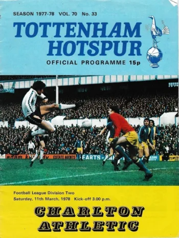 Spurs v Charlton Athletic (11 Mar 1978) Programme