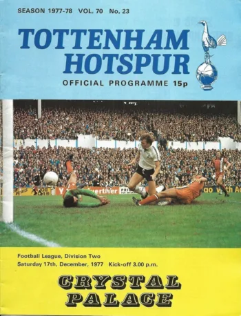 Spurs v Crystal Palace (17 Dec 1977) Programme