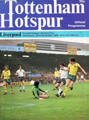 Spurs v Liverpool FC (22 Nov 1978) Programme