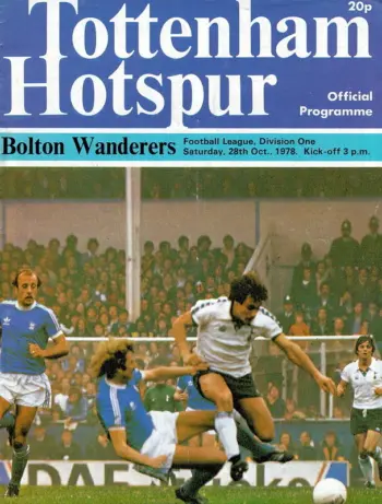 Spurs v Bolton Wanderers (28 Oct 1978) Programme