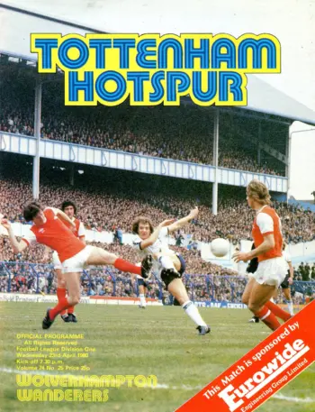 Spurs v Wolverhampton Wanderers (23 Apr 1980) Programme