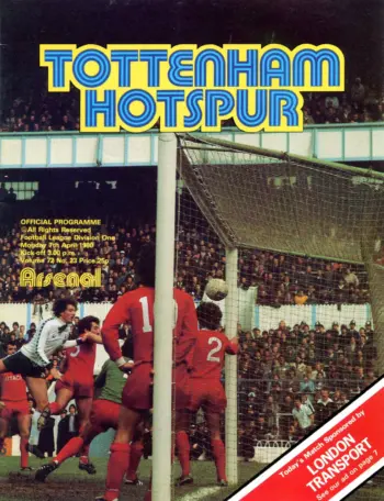 Spurs v Arsenal FC (07 Apr 1980) Programme