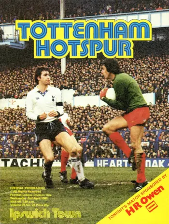 Spurs v Ipswich Town (02 Apr 1980) Programme