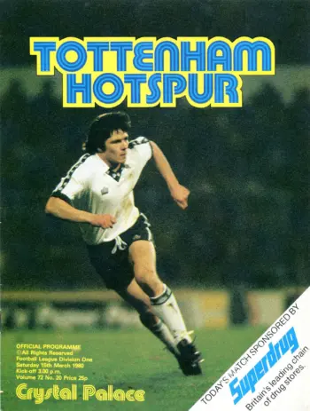 Spurs v Crystal Palace (15 Mar 1980) Programme