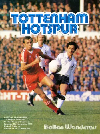 Spurs v Bolton Wanderers (10 Nov 1979) Programme