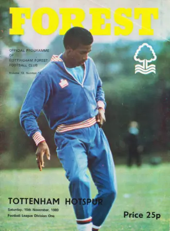 Spurs v Nottingham Forest (15 Nov 1980) Programme