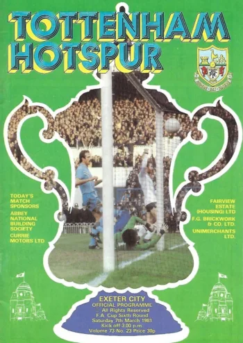 Spurs v Exeter City (07 Mar 1981) Programme
