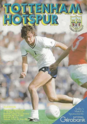 Spurs v Everton FC (04 Apr 1981) Programme