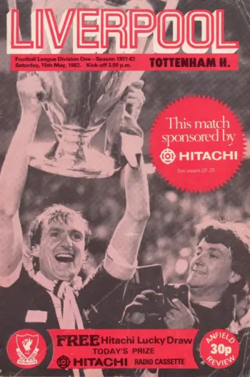 Spurs v Liverpool FC (15 May 1982) Programme