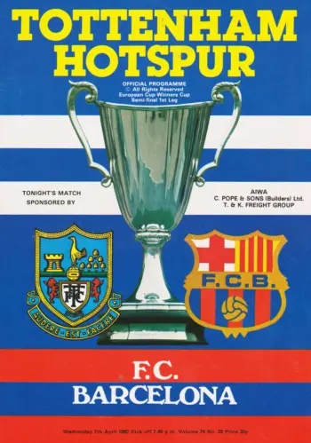 Spurs v FC Barcelona (07 Apr 1982) Programme