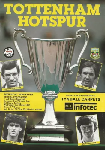 Spurs v Eintracht Frankfurt (03 Mar 1982) Programme