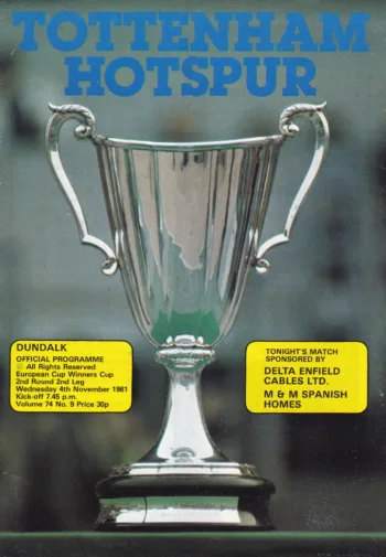 Spurs v Dundalk FC (04 Nov 1981) Programme